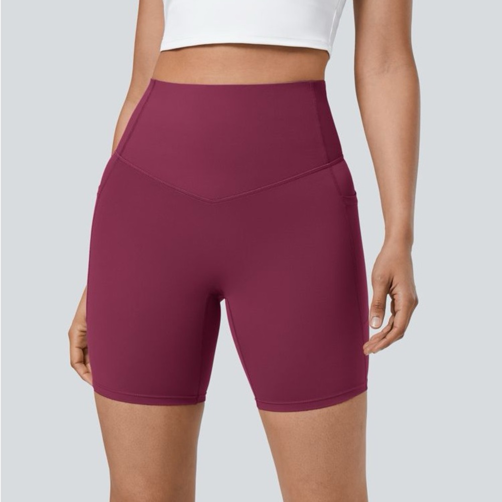 HALARA High Waisted Tummy Control Side Pocket Shaping  Shorts 7''